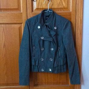 Express Womens Jacket. Size XS. Fitted. Ruffle detail. Zipper pocket, wool blend